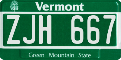 VT license plate ZJH667