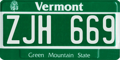 VT license plate ZJH669