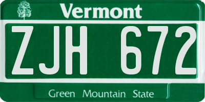 VT license plate ZJH672