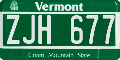 VT license plate ZJH677