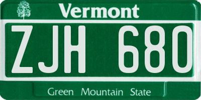 VT license plate ZJH680