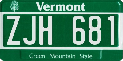 VT license plate ZJH681