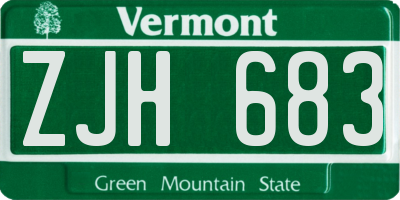 VT license plate ZJH683