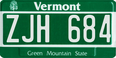 VT license plate ZJH684