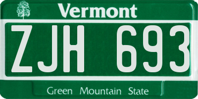 VT license plate ZJH693