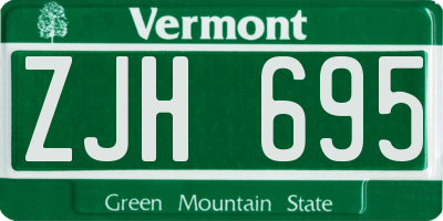 VT license plate ZJH695