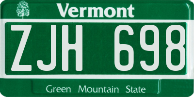 VT license plate ZJH698