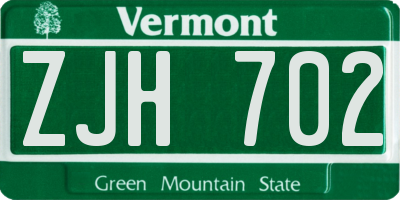 VT license plate ZJH702