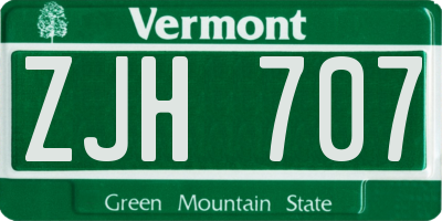 VT license plate ZJH707