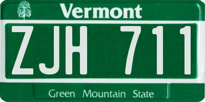 VT license plate ZJH711