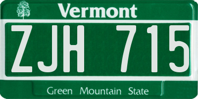 VT license plate ZJH715