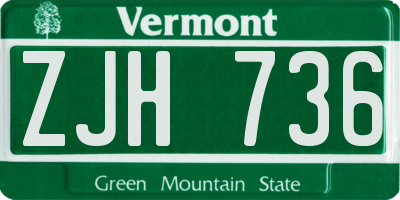 VT license plate ZJH736