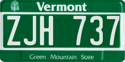 VT license plate ZJH737