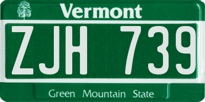 VT license plate ZJH739