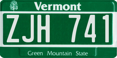 VT license plate ZJH741