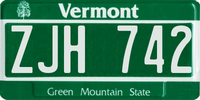 VT license plate ZJH742