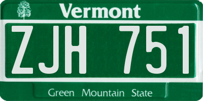 VT license plate ZJH751