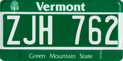 VT license plate ZJH762