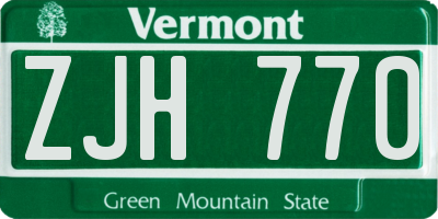 VT license plate ZJH770