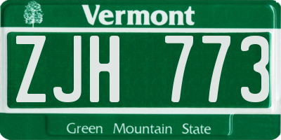 VT license plate ZJH773
