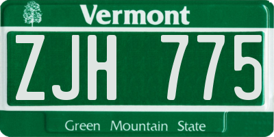 VT license plate ZJH775