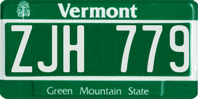 VT license plate ZJH779
