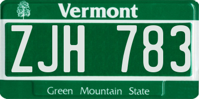 VT license plate ZJH783