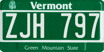 VT license plate ZJH797