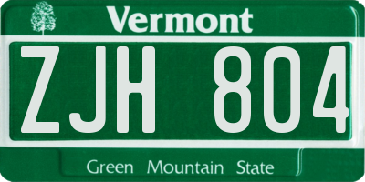 VT license plate ZJH804