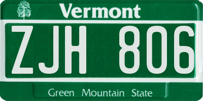 VT license plate ZJH806