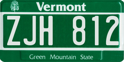 VT license plate ZJH812