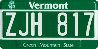 VT license plate ZJH817
