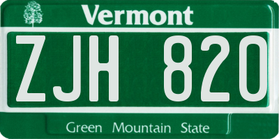 VT license plate ZJH820