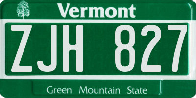 VT license plate ZJH827