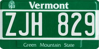 VT license plate ZJH829