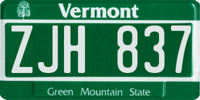 VT license plate ZJH837