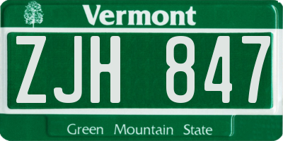 VT license plate ZJH847