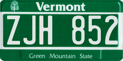 VT license plate ZJH852