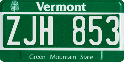 VT license plate ZJH853