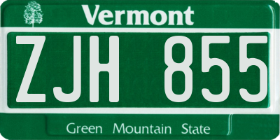 VT license plate ZJH855