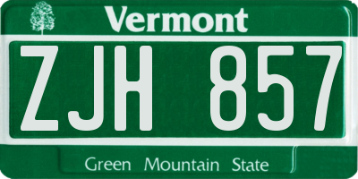 VT license plate ZJH857