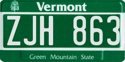 VT license plate ZJH863