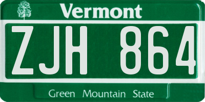 VT license plate ZJH864