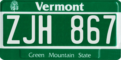 VT license plate ZJH867