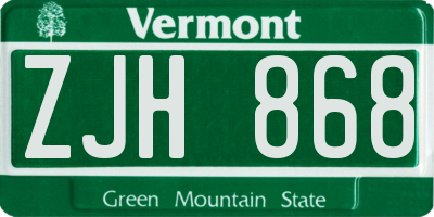 VT license plate ZJH868