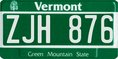 VT license plate ZJH876