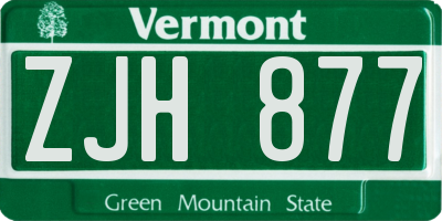 VT license plate ZJH877