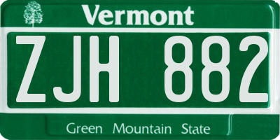 VT license plate ZJH882