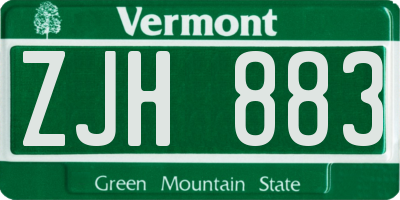 VT license plate ZJH883