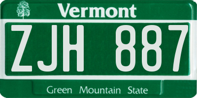VT license plate ZJH887